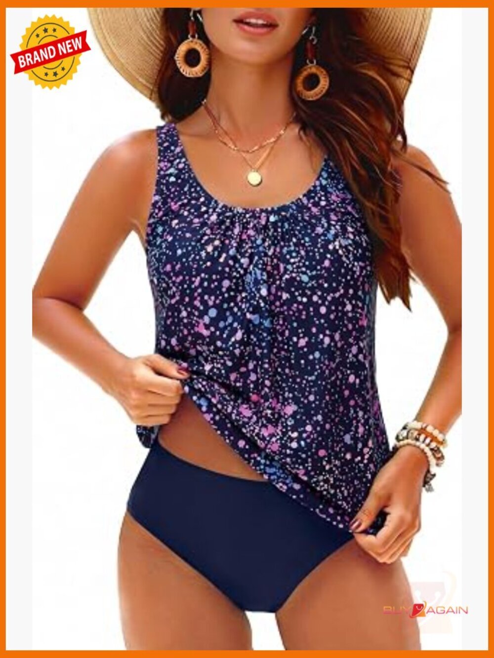 Loose Fit Tankini 2 Piece Swimsuit Modest Blouson Bathing Suit